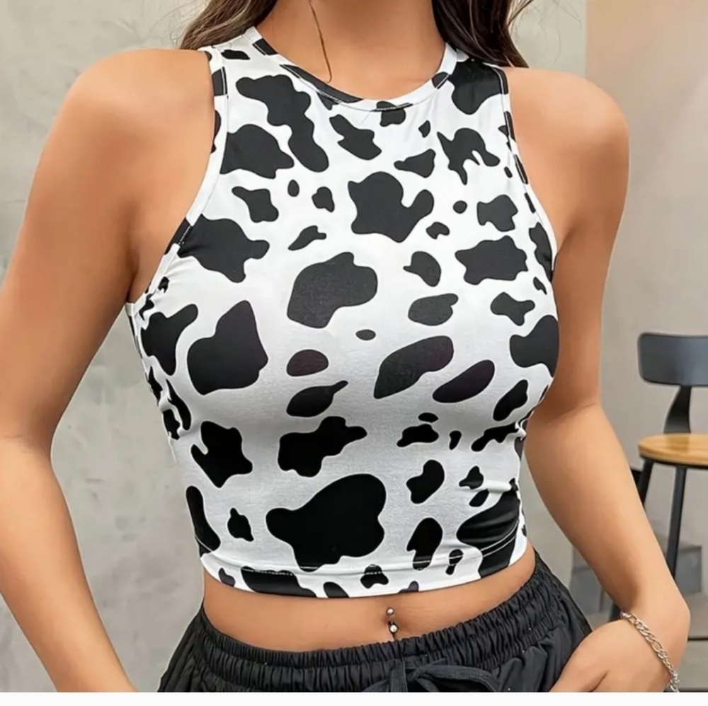 Cow print tank never worn